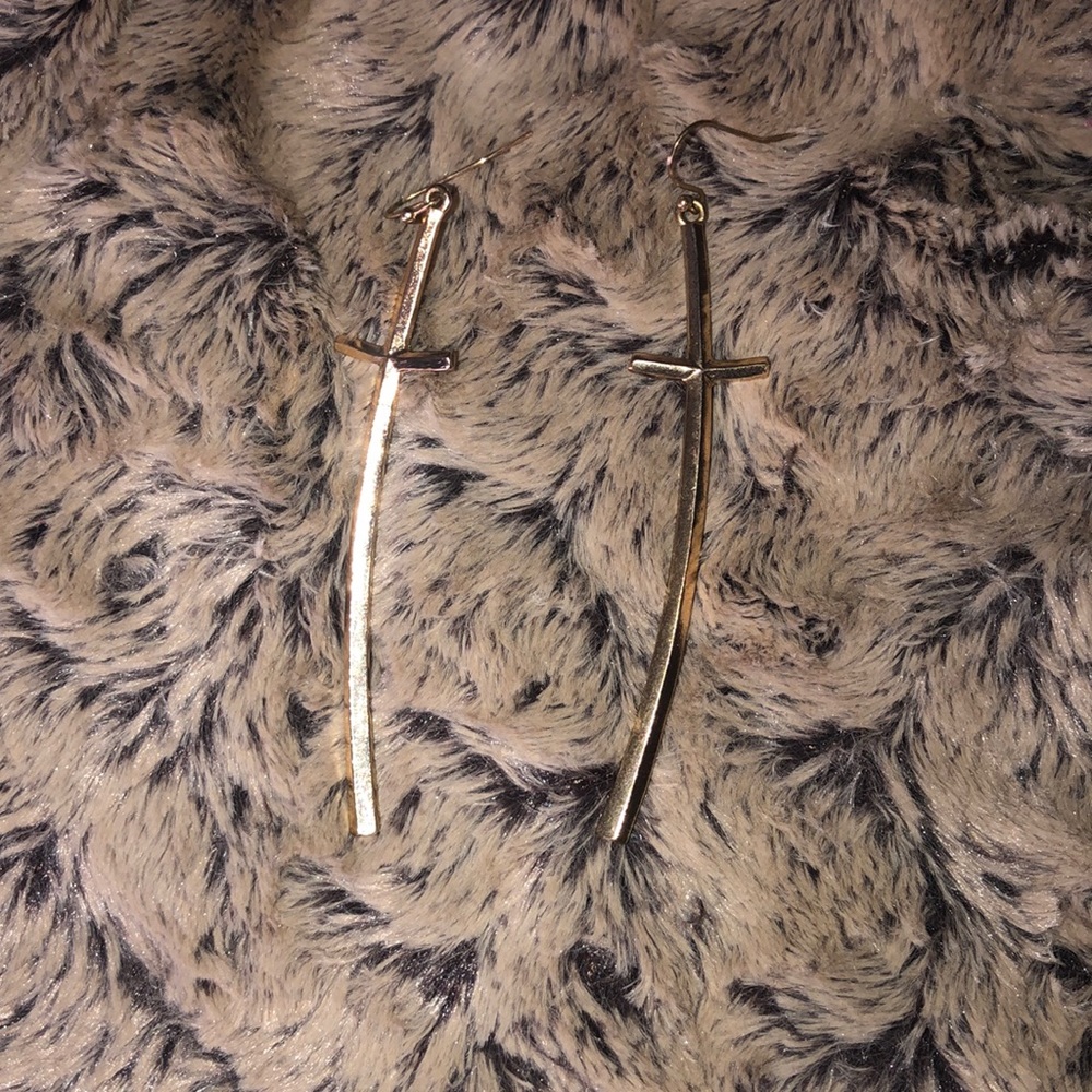 GOLD CROSS Fishhook Earrings